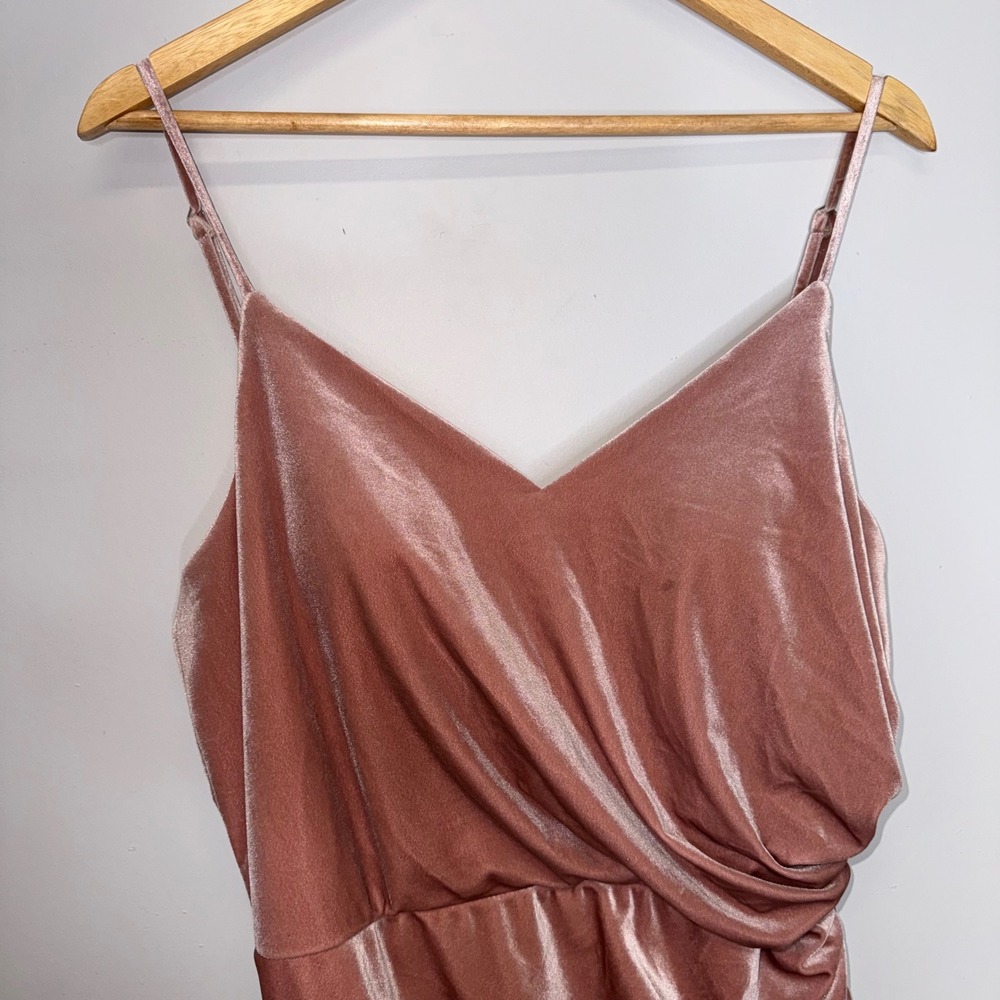 Revelry Blush Dusty Rose Velvet Draped Gown Rory Dress Size 14 - Picture 7 of 14